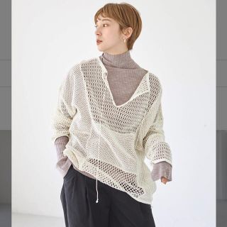 トゥデイフル(TODAYFUL)のトゥデイフルTODAYFUL☆新品未使用パッチワークメッシュトップス(カットソー(長袖/七分))