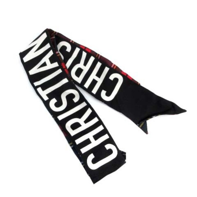 ファッション小物クリスチャンディオール ミッツァスカーフ 総柄 ロゴ 黒  白 赤