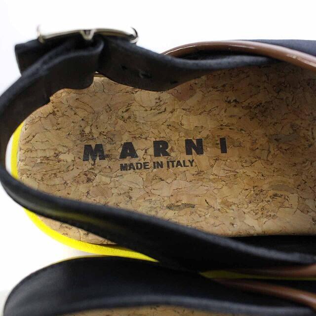 Marni(マルニ)のマルニ ウェッジサンダル 厚底 ストラップ レザー 24cm 黒 黄 レディースの靴/シューズ(サンダル)の商品写真