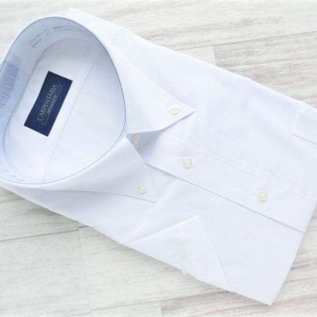 ボタンダウン半袖ドレスシャツ ホワイト 無地 3L(46-半) 形態安定 メンズのトップス(シャツ)の商品写真