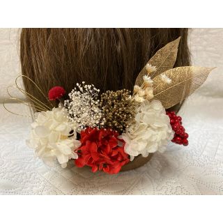 髪飾り　レッドgw  R-20  ヘッドパーツ　結婚式　卒業式　七五三　成人式(ヘアアクセサリー)