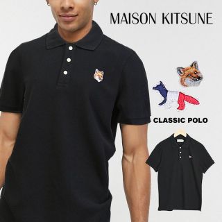 メゾンキツネ(MAISON KITSUNE')のFOX HEAD PATCH CLASSIC POLO ブラック(ポロシャツ)