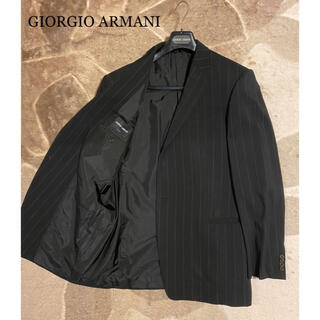 ジョルジオアルマーニ(Giorgio Armani)のジョルジオアルマーニ ジャケット サイズ54 黒 ストライプ(テーラードジャケット)