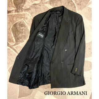 ジョルジオアルマーニ(Giorgio Armani)のジョルジオアルマーニ ブラック スーツ ストライプ サイズ52 ダブル(セットアップ)