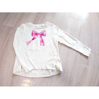 ニットプランナー(KP)の＊美品＊KP ニットプランナー チェック柄リボンアップリケ  長袖Tシャツ120(Tシャツ/カットソー)