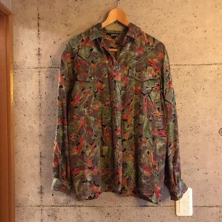 サンタモニカ(Santa Monica)のvintage 柄シャツ　緑(シャツ/ブラウス(半袖/袖なし))