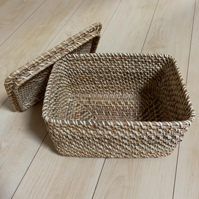 MUJI (無印良品)(ムジルシリョウヒン)の無印良品　ラタンBOX 美品 インテリア/住まい/日用品のインテリア小物(バスケット/かご)の商品写真