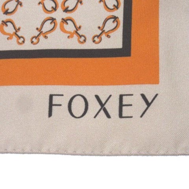 フォクシー FOXEY スカーフ シルク 総柄 ベージュ RRR X