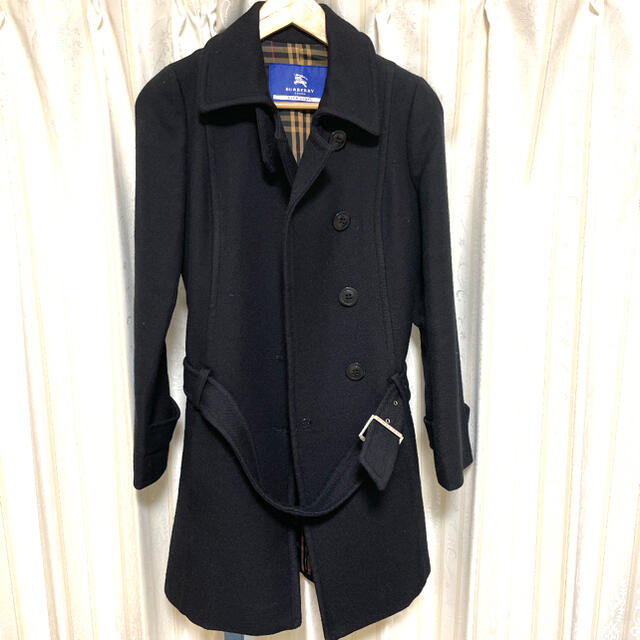 BURBERRY BLUE LABEL ウールロングコート ブラック 【 開梱 設置?無料