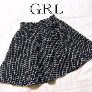 グレイル(GRL)の【美品】ＧＲＬ　グレイル　ツイード　ブラック　ミニスカート(ミニスカート)