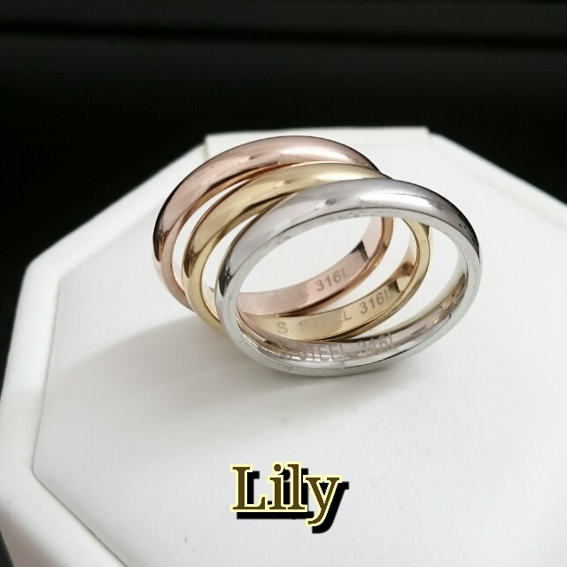 ピンクゴールド ステンレス製 アレルギーフリー 指輪 甲丸幅3㎜ 刻印可能 人気 レディースのアクセサリー(リング(指輪))の商品写真