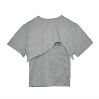 アメリヴィンテージ(Ameri VINTAGE)のAmerivintage knit bustier combi tee グレー(ニット/セーター)