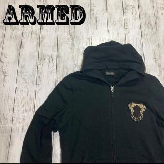 アームド(ARMED)の【ARMED】アームド クラッシュ加工 袖切り替えパーカー ブラック サイズ4(パーカー)