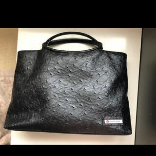 オーストリッチ(OSTRICH)のレザートートバック　　オーストリッチブラック　　　LEATHER EXTRA(ハンドバッグ)