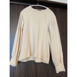 ザラ(ZARA)の【美品】ZARA カットソー ボリューム袖 ベージュ(カットソー(長袖/七分))