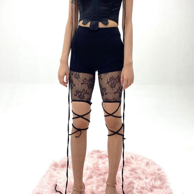 【no dress】Black Lace Short Leggings
