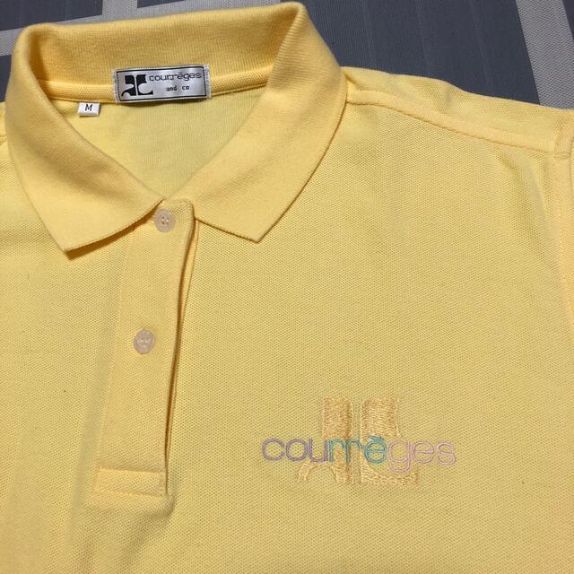 courreges ポロシャツ 長袖 ワンポイント黄色 M - ポロシャツ