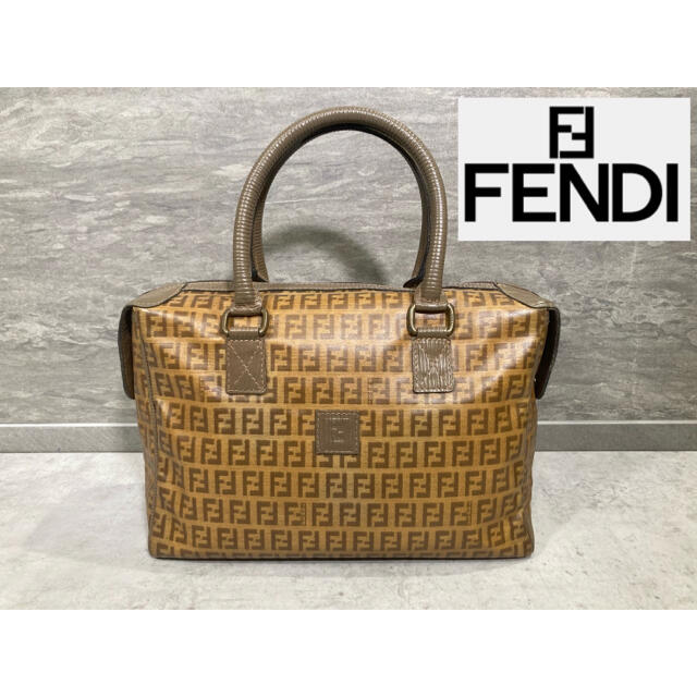 FENDI フェンディ ズッキーノ PVC レザー ボストンバッグ-