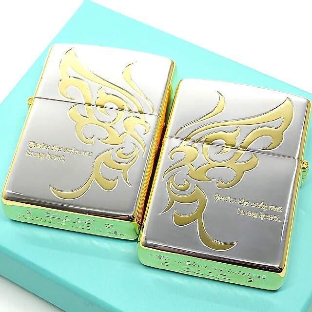 ZIPPO(ジッポー)の送料無料☆zippo☆LA Butterfly☆ペア☆SV＆GD☆ジッポ メンズのファッション小物(その他)の商品写真