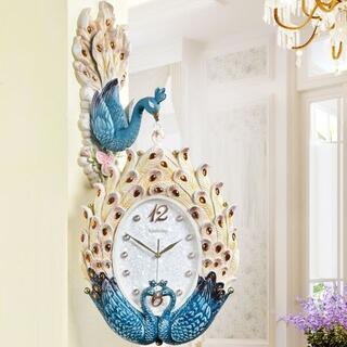 壁掛け時計 孔雀 鳥 動物 花 高級 豊富なデザイン おしゃれ 室内芸術8-15(掛時計/柱時計)