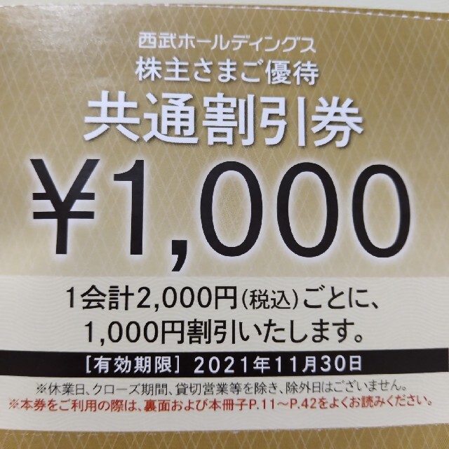 西武ホールディングス　6000円分共通割引券