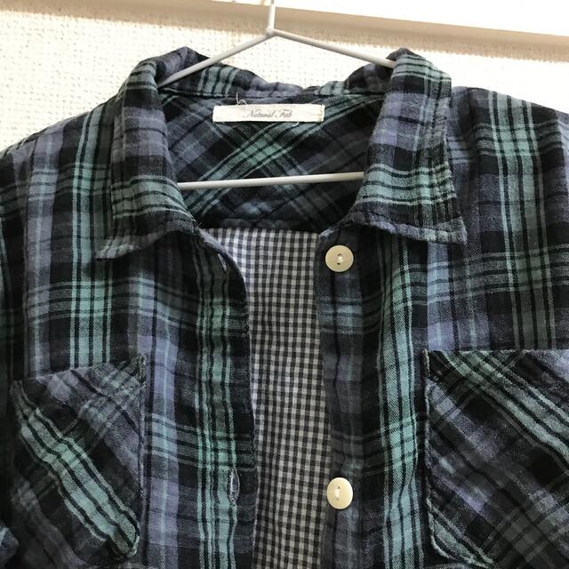 チェック　秋服羽織　ガーゼロングシャツ キッズ/ベビー/マタニティのキッズ服女の子用(90cm~)(ブラウス)の商品写真