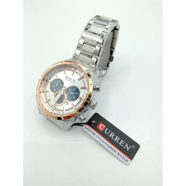 CURREN シルバー 高級メンズ クロノグラフ 腕時計 海外限定品 スポーツ メンズの時計(腕時計(アナログ))の商品写真