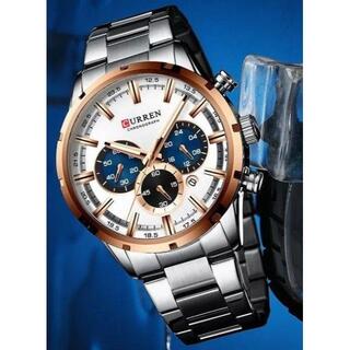CURREN シルバー 高級メンズ クロノグラフ 腕時計 海外限定品 スポーツ(腕時計(アナログ))
