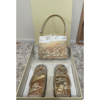 マツザカヤ(松坂屋)の白梅　草履、バッグのセット(下駄/草履)