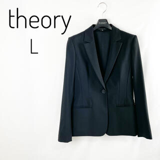 セオリー(theory)のtheory テーラードジャケット　L 黒　ストレッチ　サイズ4 ブラック(テーラードジャケット)