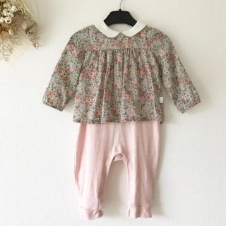 ベビーギャップ(babyGAP)の*:ஐ着画ஐ:* baby gap ୨୧ 花柄 ロンパース ピンク 70cm(ロンパース)