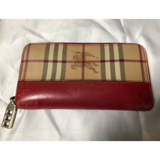 バーバリー(BURBERRY)の【Burberry】長財布　バーバリーチェック柄✖︎赤　革製　(財布)