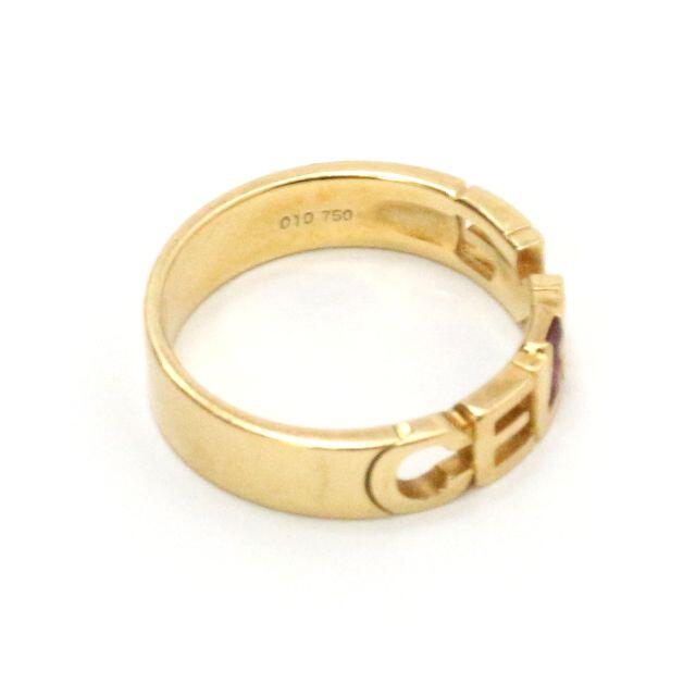 celine(セリーヌ)のヴィンテージ セリーヌ ルビー装飾ロゴカットアウトK18YGリング 指輪 レディースのアクセサリー(リング(指輪))の商品写真
