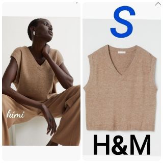 エイチアンドエム(H&M)のH&M　(S　茶)　Vネックプルオーバーベスト　ニットベスト　vネックベスト　(ベスト/ジレ)