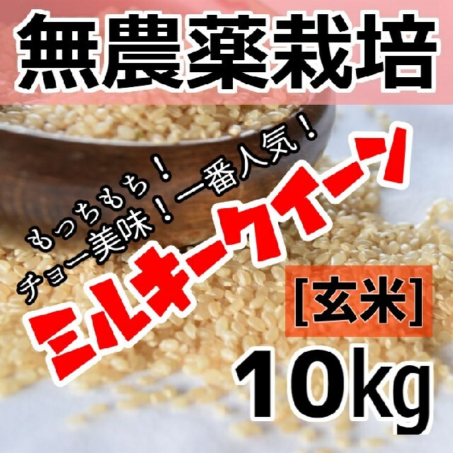 令和3年産 新米 無農薬栽培米 ミルキークイーン 玄米 10kg無農薬玄米