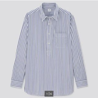 ユニクロ(UNIQLO)のエクストラファインコットンブロードプルオーバーストライプシャツ（長袖）(Tシャツ/カットソー(七分/長袖))