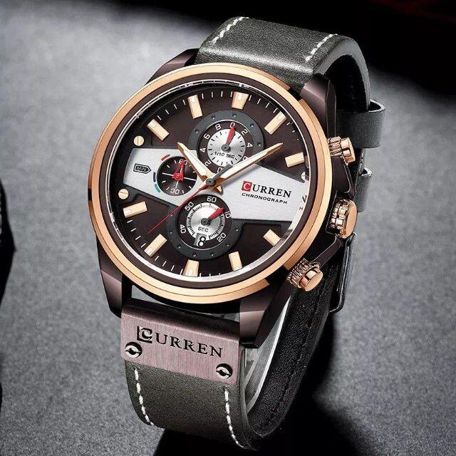 CURREN 高級メンズ クロノグラフ 腕時計 海外限定品 スポーツ防水ブラウン メンズの時計(腕時計(アナログ))の商品写真