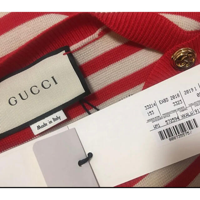 Gucci(グッチ)のGUCCI 金ロゴボタン　七分袖ニット レディースのトップス(ニット/セーター)の商品写真