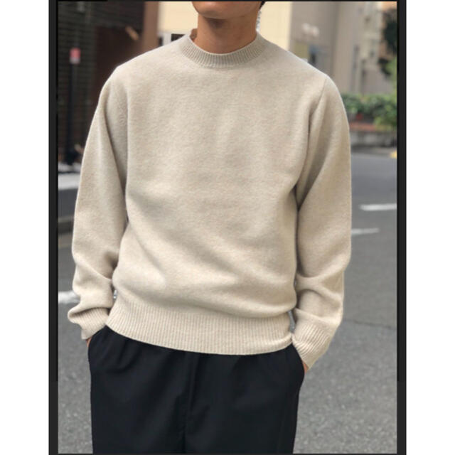 COMOLI 19AW ラムズウールクルーネックニット ECRU 2