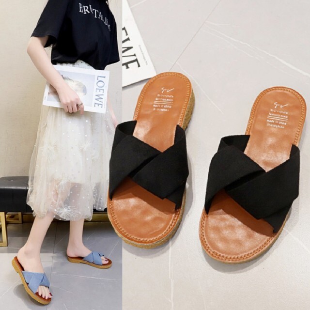 Size37♥サンダル ペタンコ スエード調 クロスストラップ レディースの靴/シューズ(サンダル)の商品写真