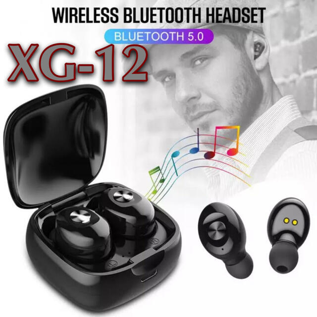 ■Bluetooth　XG-12 ブラック　カナル型ワイヤレスイヤホン