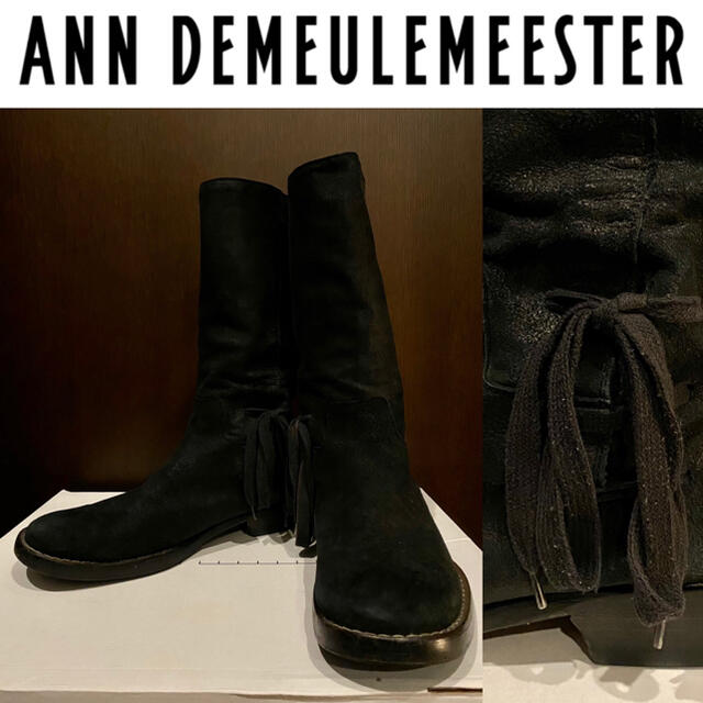 Ann Demeulemeester サイドシューレース装飾スエードレザーブーツ