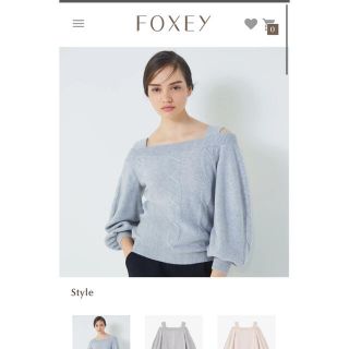 フォクシー(FOXEY)の美品！フォクシーアディアムオフショルダーカシミヤニットトップス(ニット/セーター)