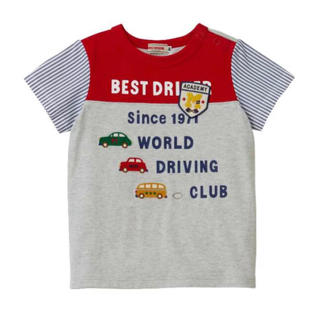 ★ミキハウス★半袖Ｔシャツ★120★豪華な車やエンブレムのワッペン★日本製★赤★ 1