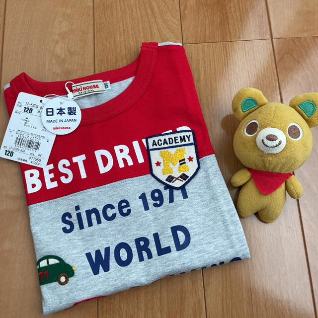 ★ミキハウス★半袖Ｔシャツ★120★豪華な車やエンブレムのワッペン★日本製★赤★ 6