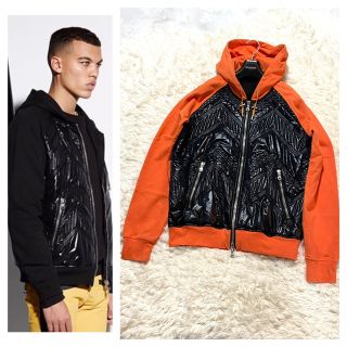 室外 本物 バルマンオム フロントナイロン アートデザイン切替 ZIP UP