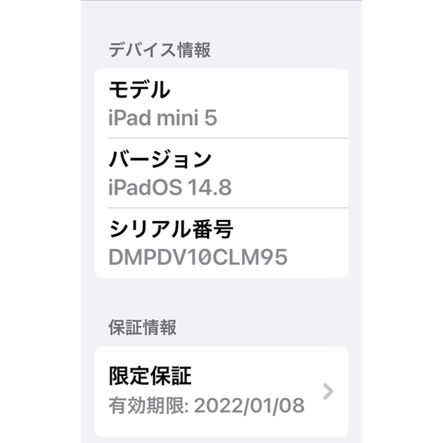 iPad mini5  64      バッテリー100 3