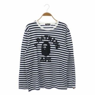 アベイシングエイプ(A BATHING APE)のアベイシングエイプ A BATHING APE カットソー 猿ロゴ M 紺(カットソー(長袖/七分))