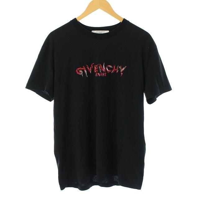 ジバンシィ GIVENCHY Tシャツ カットソー 半袖 刺繍 ロゴ XS 黒53cm着丈