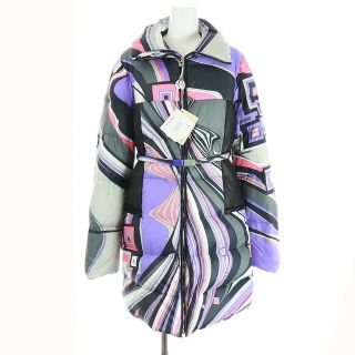 エミリオプッチ(EMILIO PUCCI)のエミリオプッチ ダウンコート アウター ミドル ロング 総柄 ラムレザー I44(ダウンコート)